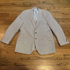 Martin Gordon Men's Size XL Seersucker Blazer‎ Sport Coat Blue White Two Button